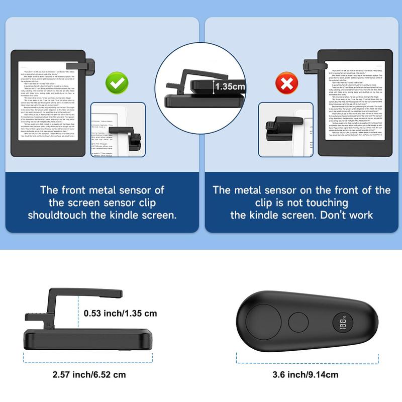 Remote Control Page Turner for Kindle Paperwhite, Camera Video Recording Remote Triggers, USB Rechargeable Page Turner Clicker with Power Display & Lanyard for iPad Tablets Reading Novels, Remote Control for Reading