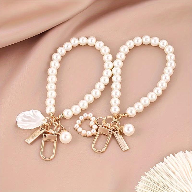 Faux Pearl Decor Phone Strap, Cute Shell & Heart-shaped Bracelet, Phone Decorative Lanyard for Women & Girls, Fashion Phone Accessories for Mobile Phones