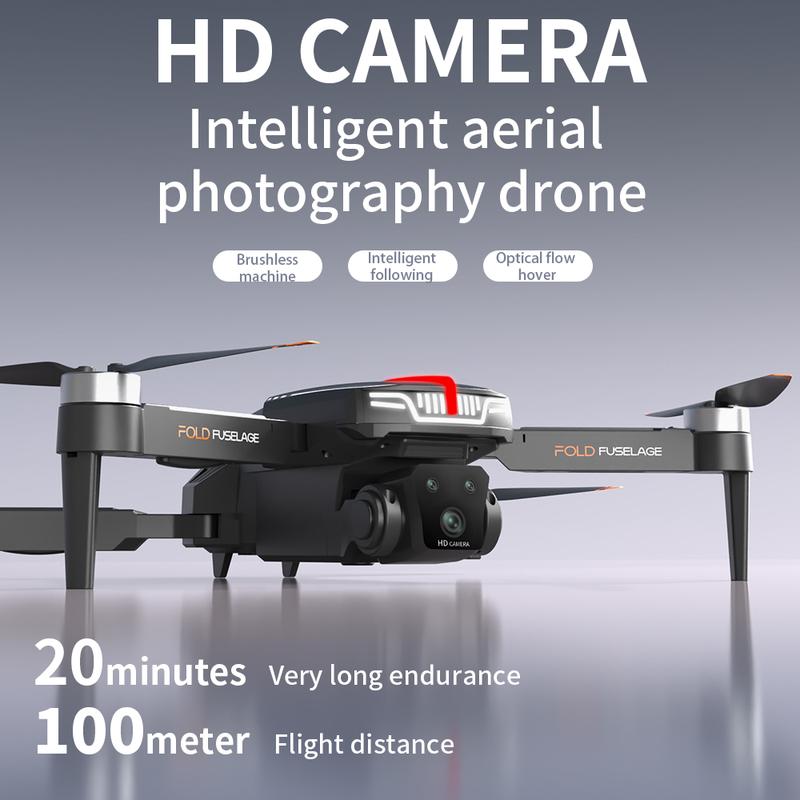 Brand new H13 drone, optical flow positioning, brushless motors, with HD dual cameras and breathing lights, one button take-off and landing, 360° aerobatic roll, foldable quadcopter (with battery)