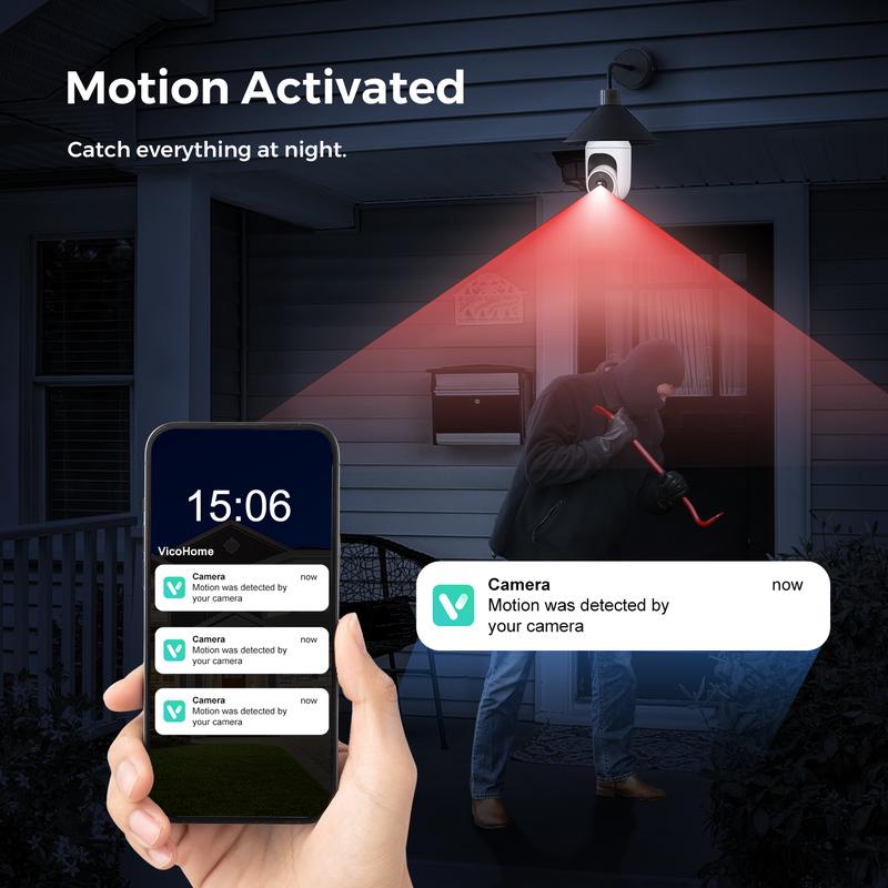 2K Light Bulb Security Camera Outdoor, 360° Pan & Tilt Wireless WiFi Camera AI Motion Tracking Detection Spotlight Siren Alarm WiFi Surveillance Indoor Home Camera, Color Night Vision, 2-Way Talk, Waterproof, Cloud SD Storage