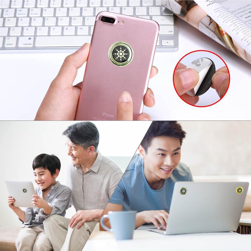 EMF Protection Anti-Radiation Quantum Shield for Phone, Airpods, Fridge, and Laptop - 96.43% Less Mobile Radiation Electronic Accessories EMFProtectionStickers Gold Silver for Devices Smartphone Protective Cellphone Casing Protector Cover Phonecase