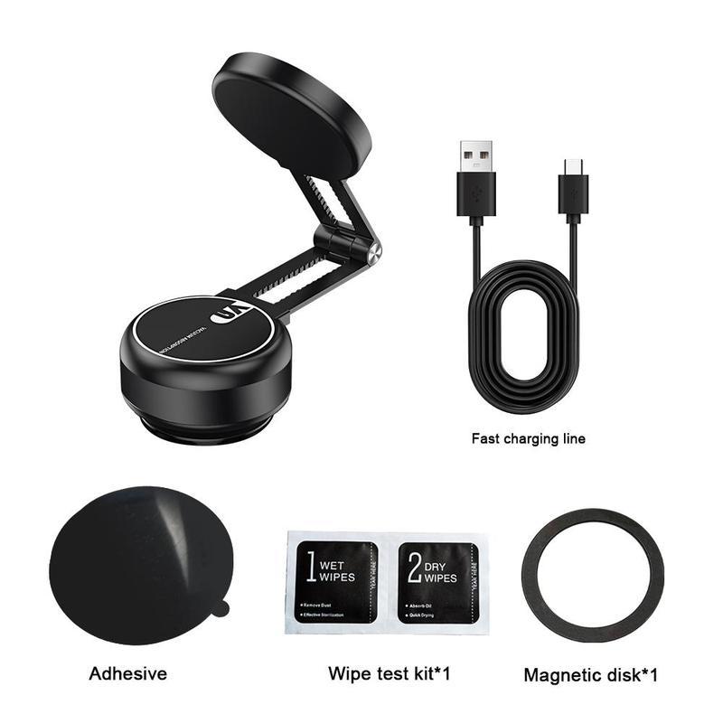 ZIHNIC Foldable & 360° Rotatable Magnetic Car PhoneMount, Dual Stable Base Magnetic Car SuctionCup Adhesive Phone Holder for Most Cell Phones