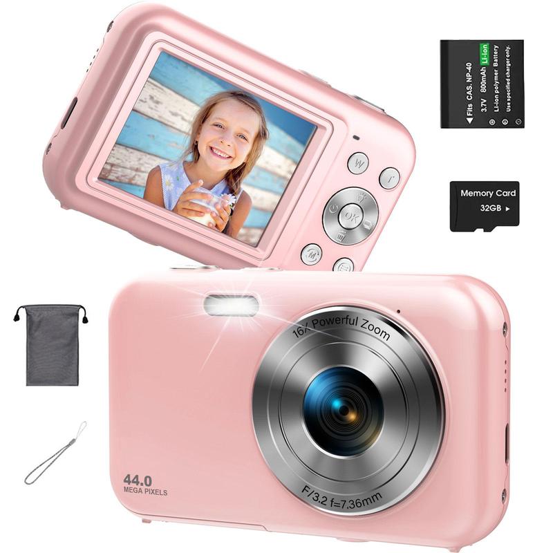 16X Optical Zoom Digital Cameras with 32GB Memory Card for Summer, 1080P＆44MP Video Camera, Portable Camera, Anti-shake Point & Shoot Camera Electronics, Digital Camera, Stocking Fillers Gift