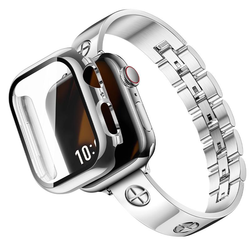 Missair Luxury Band & PC Cover Case Solid Compatible with Apple Watch 40mm 41mm 42mm 44mm 45mm 46mm 49mm-Adjustable Stainless Steel Bracelet Accessory