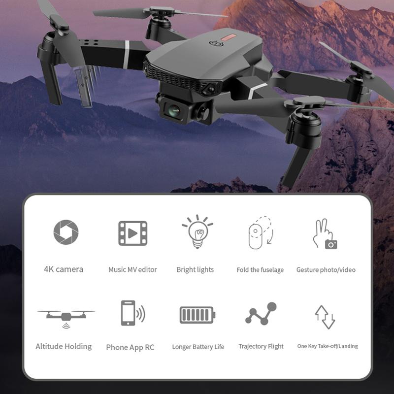 Kids Drone with Camera Foldable Mini Drone for Kids Boys Beginners Toys Drone Gestures Selfie One Key Start 360° Flips 2 Batteries Toy Gifts for Boys Black