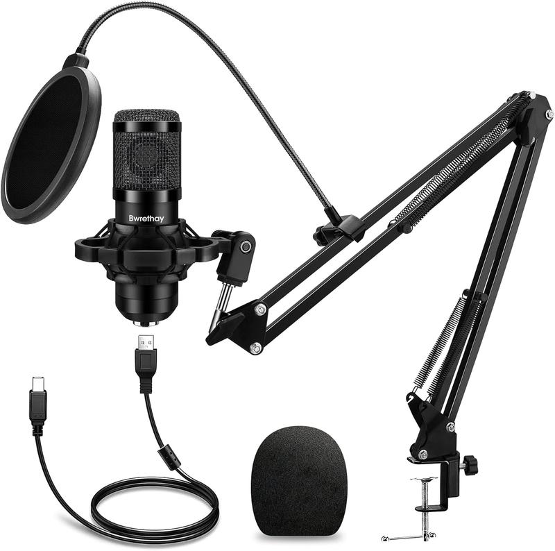 USB Gaming PC Microphone ,Professional Cardioid Plug & Play Mic Microphone Kit，with AdvancedChipset,Computer Condenser Microphone,Tripod & Cantilever Mount & Type-c，Adapter, Gaming Streaming, Recording，Audio,Podcast, ,Singing，Video Accessories, carfooks