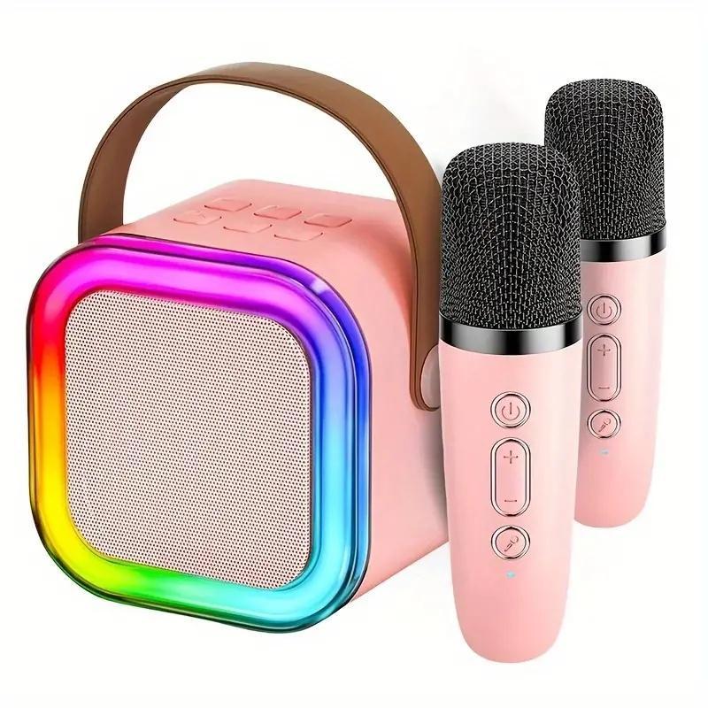 Portable Wireless Karaoke Machine with Microphone, USB Rechargeable Karaoke Speaker with LED Light, Wireless Karaoke Microphone for Meeting, Party