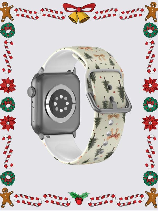 Christmas Tree Pattern Watch Band, Cute Fashion Silicone Watch Strap for Apple Watch Ultra Series SE 9 8 7 6 5 4 3 2 1, Smart Watch Accessories