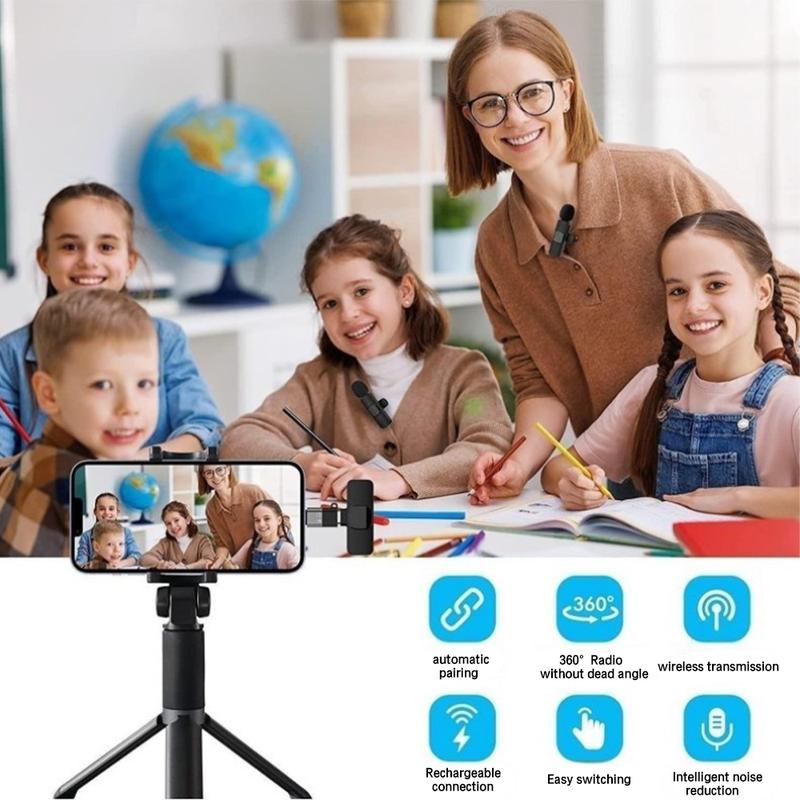 Wireless Lavalier Microphone for iPhone iPad Mini Clip-on Microphone Wireless for iPhone Video Recording Denoise Omni Lav Lapel Mic for Interview Youtube Vlog Live Stream Tiktok Content Creator microfono para portable microphone