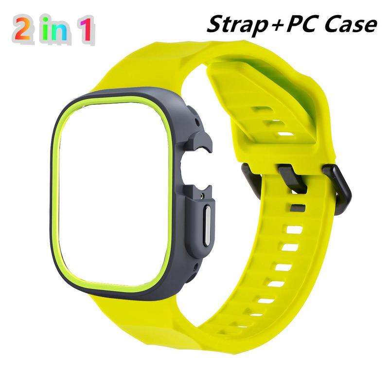 Silicone Watch Band & Watch Case for Apple Watch 41mmto 49mm, Replacement Watch Band & Protective Case, Smart Watch Accessories for iWatch Series 9 8 7 6 SE 5 Ultra 2