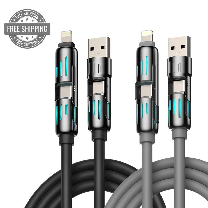 PQRQP 4-in-1 Multi USB Charging Cable -MAX 240W Fast Charging Charger Cord with USB A+Type C for iPhone 16 15 14 13 iPad Samsung Galaxy MacBook iPad Tablets and More