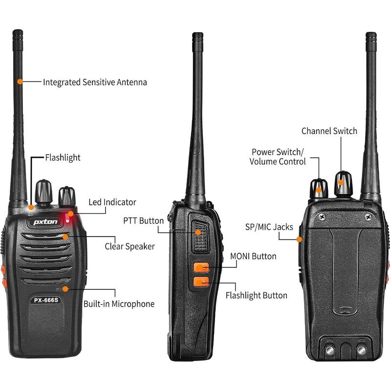 2 Pack walkie talkies for Adults Long Range Rechargeable with Headphones and Li-ion BatteryTwo Way Radio has VOX Noise Reduction TOT Flashlight Monitoring Scan Function10 Pack