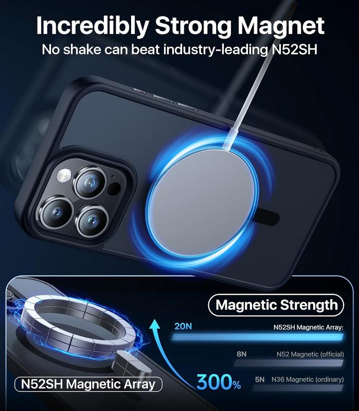 For Apple iPhone 16 15 14 Plus 13 12 11 Pro Max Shockproof Frosted Magnetic Case Compatible With MagSafe Translucent Matte Military-Grade Protection Cover