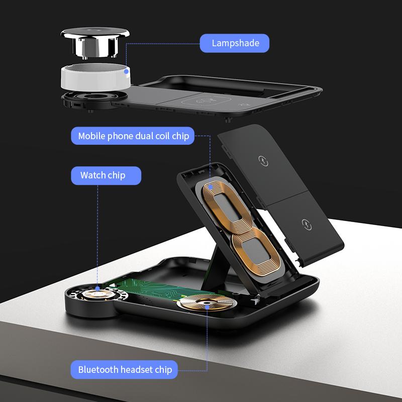 Blackfriday 4-in-1 Multi-Device Wireless Charging Station for iPhone 16, 15, 14, 13, 12, 11, X, 8 Series, Apple Watch, AirPods 2 3 Pro Pro 2 with Fast Charging Foldable Wireless