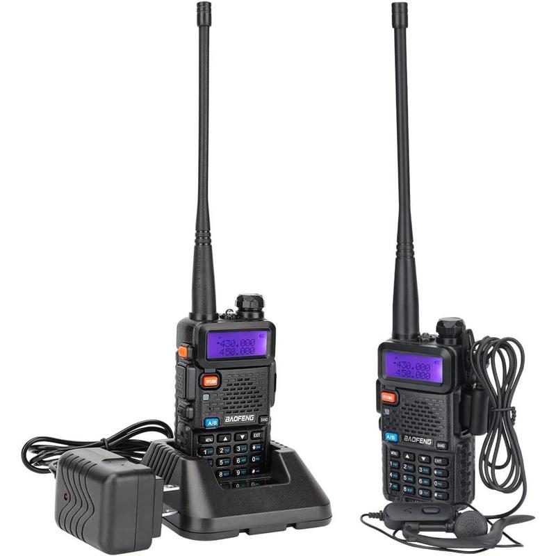 Baofeng UV-5R Ham Radio Long Range UV5R Dual Band Handheld Rechargeable High Power Two Way Radio Walkie Talkies with 1800mAh Li-ion Battery and Earpiece for Hunting Survival Gear,2 Pack