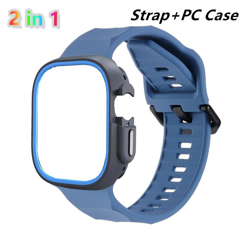 Silicone Watch Band & Watch Case for Apple Watch 41mmto 49mm, Replacement Watch Band & Protective Case, Smart Watch Accessories for iWatch Series 9 8 7 6 SE 5 Ultra 2