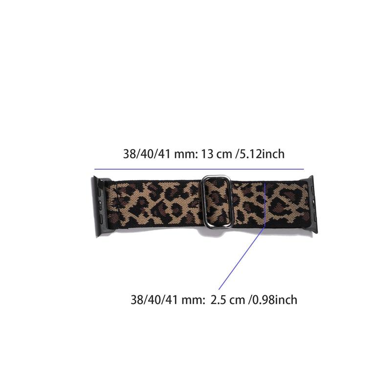 Flower Leopard Pattern Watch Band (6 Counts), Adjustable Braided Sport Elastic Wristband, Stretchy Nylon Smart Watch Band Compatible with iWatch Ultra Ultra2 SE2 SE Series 9 8 7 6 5 4 3 2 1