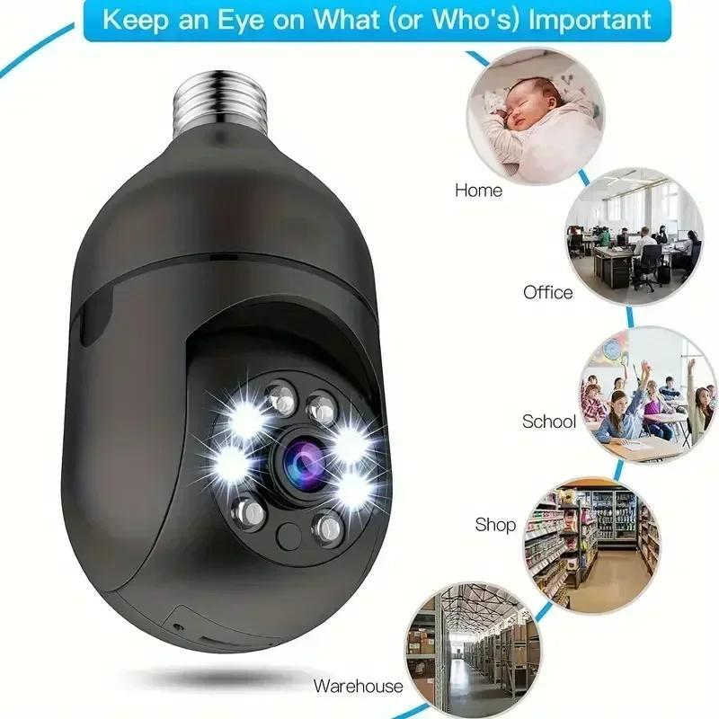 E27 Smart WiFi Camera, 1080P 5G Smart WiFi Indoor Outdoor Security Camera with Full Color Night Vision, Auto Tracking Video Security Baby Monitor