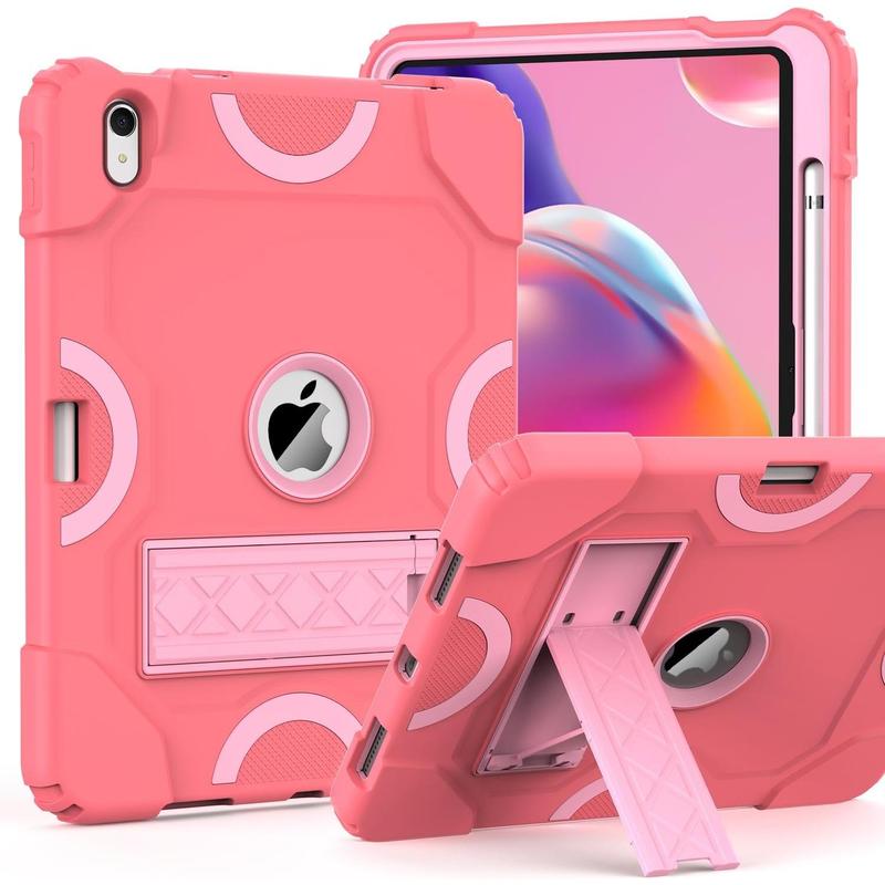 for iPad 10th Generation Case 10.9 inch 2022, iPad 10th Case with Pencil Holder Heavy Duty Shockproof Rugged Protective Cover with Kickstand for Girls Kids Rose Pink