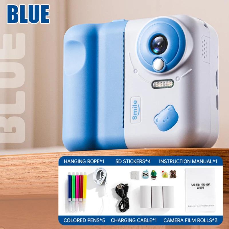 HD 1080P Kids Mini Instant Print Camera 2.4 IPS Screen Instant Photo Printing Camera Video Camera Toys for Girls Boys Aged 3-12