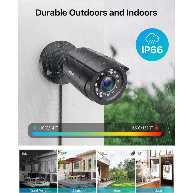 [BlackFriday] ZOSI 2.0MP 1080p 1920TVL Outdoor Indoor Security Camera,Hybrid 4-in-1 TVI CVI AHD CVBS CCTV Camera,80ft IR Night Vision Weatherproof For 960H,720P,1080P,5MP,4K analog Home Surveillance DVR System