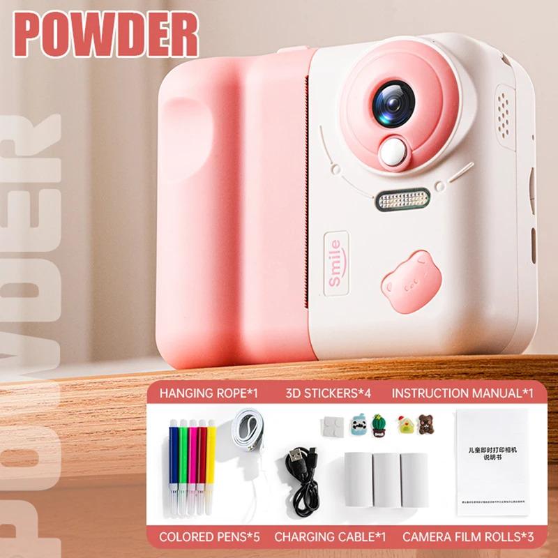 HD 1080P Kids Mini Instant Print Camera 2.4 IPS Screen Instant Photo Printing Camera Video Camera Toys for Girls Boys Aged 3-12