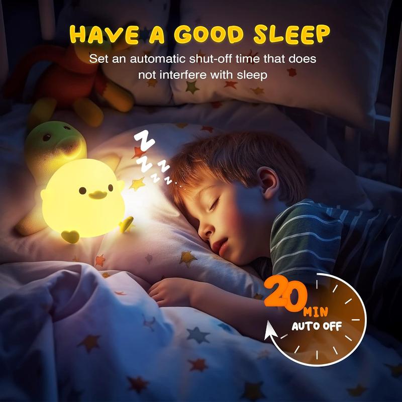 Creative Cute Duckling LED Night Light - Dimmable Duckling Night Bedroom Lamp - USB Rechargeable Silicone Light - Gifts for family