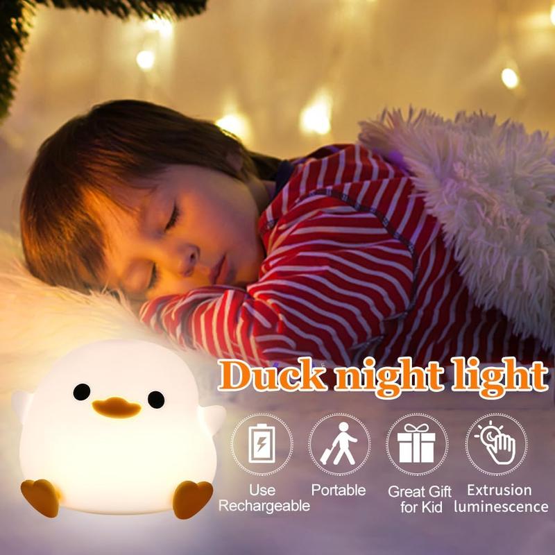 Creative Cute Duckling LED Night Light - Dimmable Duckling Night Bedroom Lamp - USB Rechargeable Silicone Light - Gifts for family