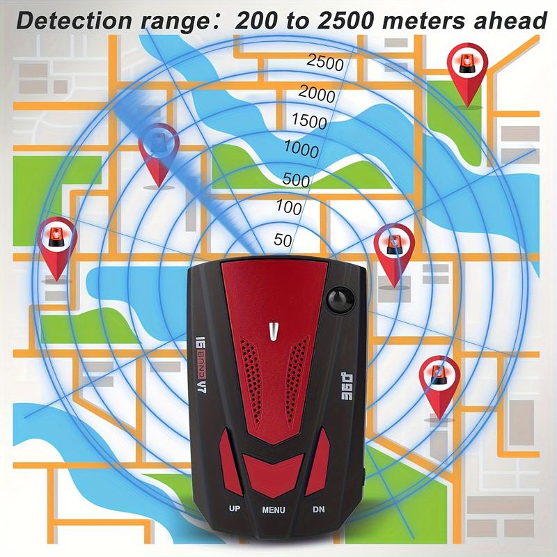 16 Band Advanced Car GPS Detector-360 ° Anti-GPS Camera Laser Radar Detector with Voice Alarm, Real-Time Threat Alarm and Enhanced Safety Function to Ensure Safe Driving