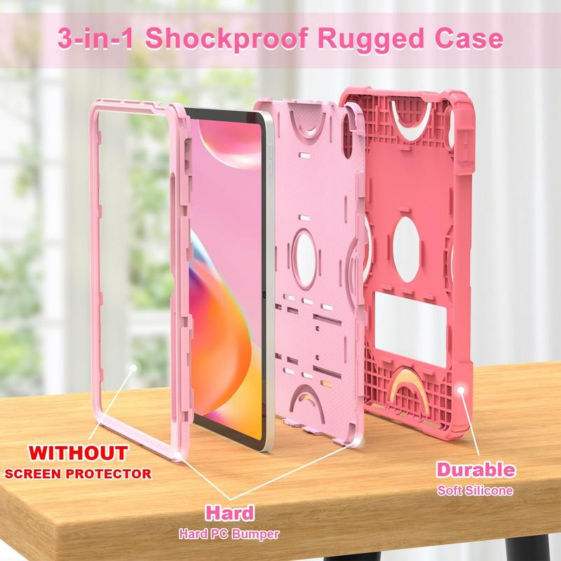 for iPad 10th Generation Case 10.9 inch 2022, iPad 10th Case with Pencil Holder Heavy Duty Shockproof Rugged Protective Cover with Kickstand for Girls Kids Rose Pink