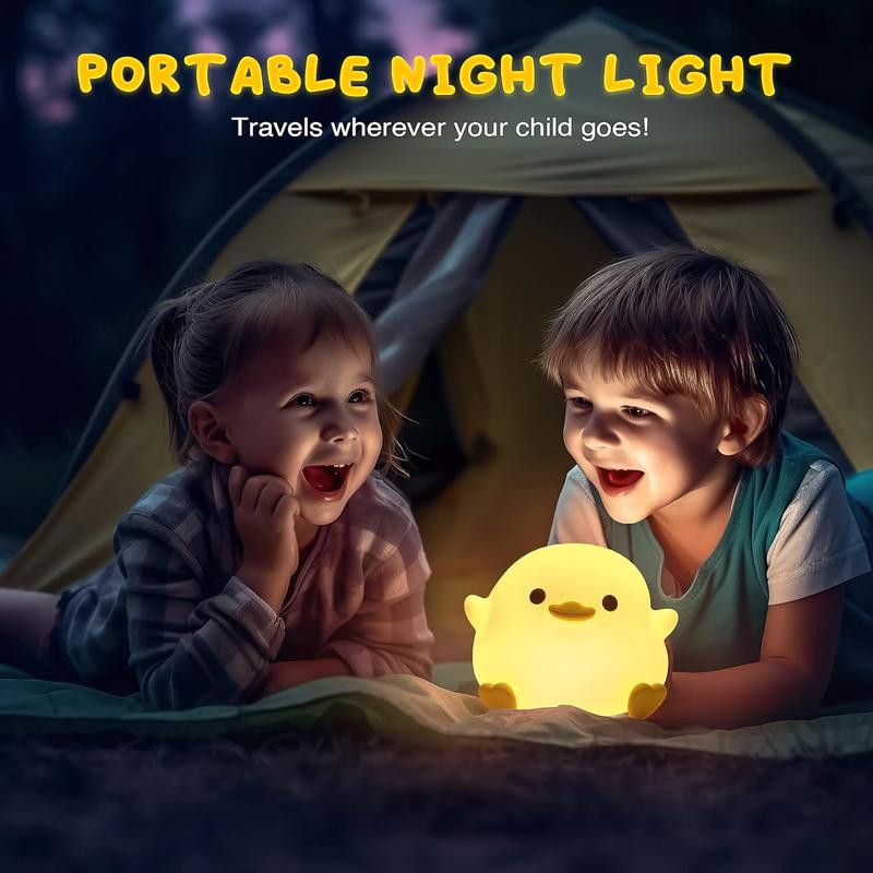 Creative Cute Duckling LED Night Light - Dimmable Duckling Night Bedroom Lamp - USB Rechargeable Silicone Light - Gifts for family