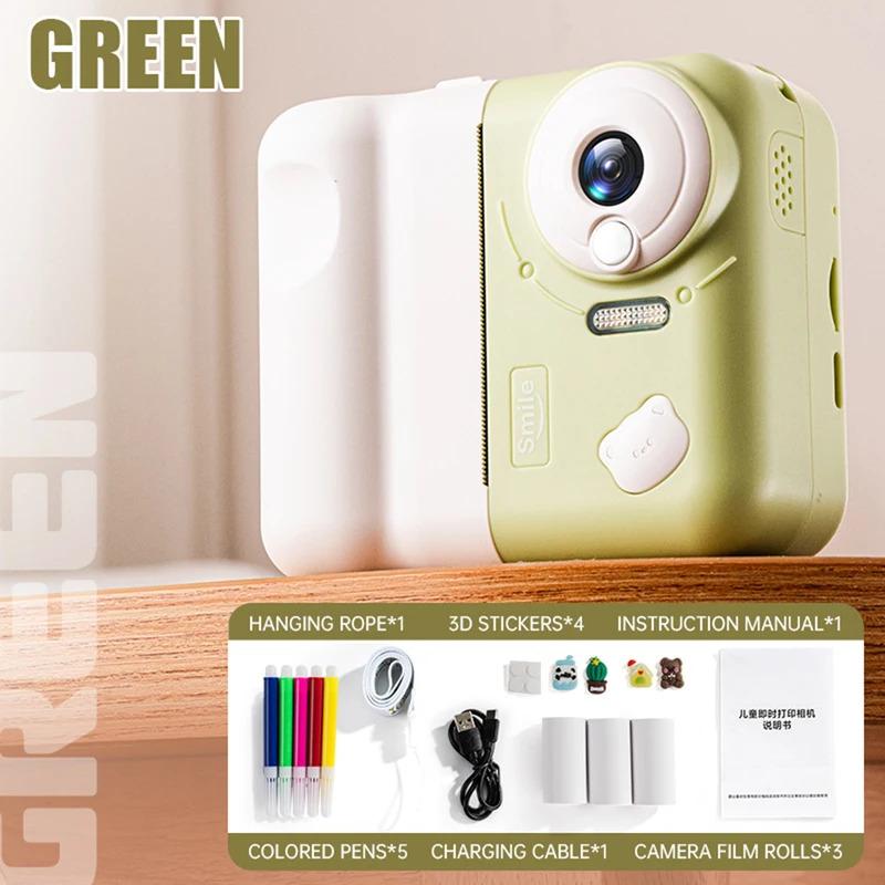 HD 1080P Kids Mini Instant Print Camera 2.4 IPS Screen Instant Photo Printing Camera Video Camera Toys for Girls Boys Aged 3-12