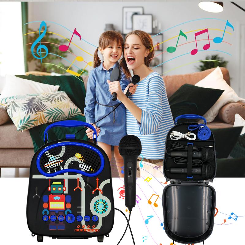 Mini Karaoke Machine for Kids, Portable Wireless Karaoke Speaker with 2 Microphones with Carton pic Christmas Kids Toys Gifts for Girls 4, 5, 6, 7, 8, 9, 10 +Year Old Mini Bluetooth outdoor home