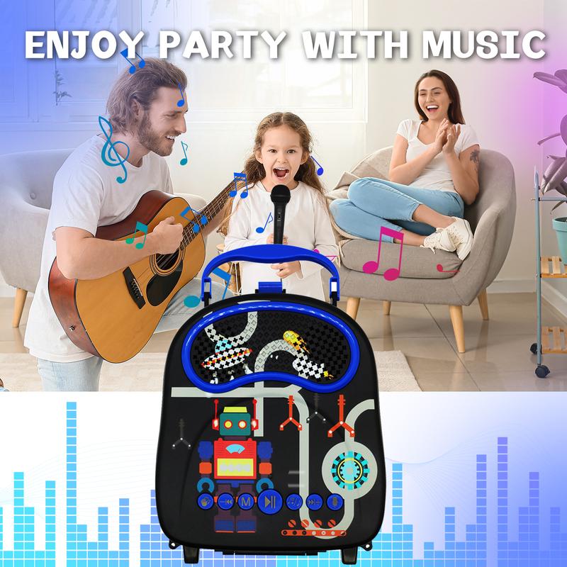 Mini Karaoke Machine for Kids, Portable Wireless Karaoke Speaker with 2 Microphones with Carton pic Christmas Kids Toys Gifts for Girls 4, 5, 6, 7, 8, 9, 10 +Year Old Mini Bluetooth outdoor home