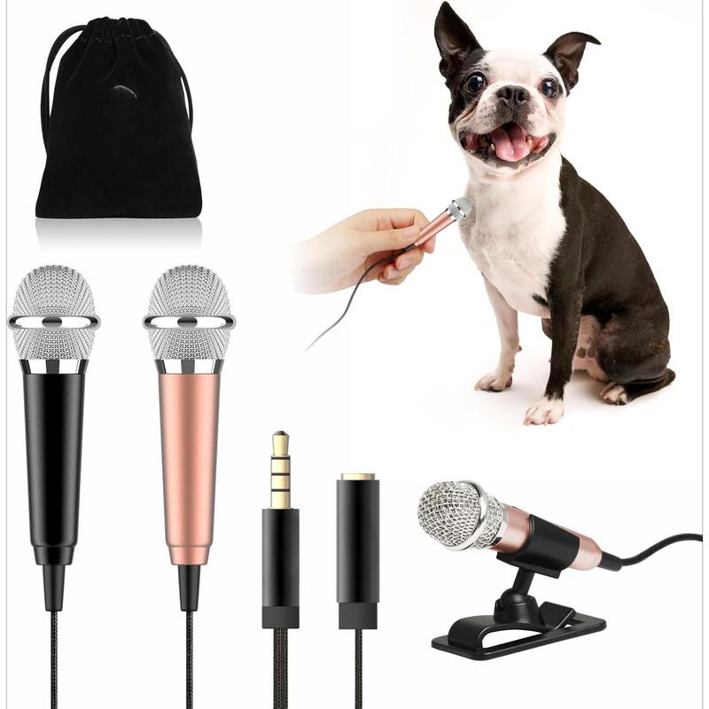 Mini Microphone, Karaoke Tiny Microphone for Voice Recording Interview, Portable Small Singing Mic 3.5mm Plug with Stand Suitable for Android Phone,iPhone,iPad, Laptop (Rose Gold)