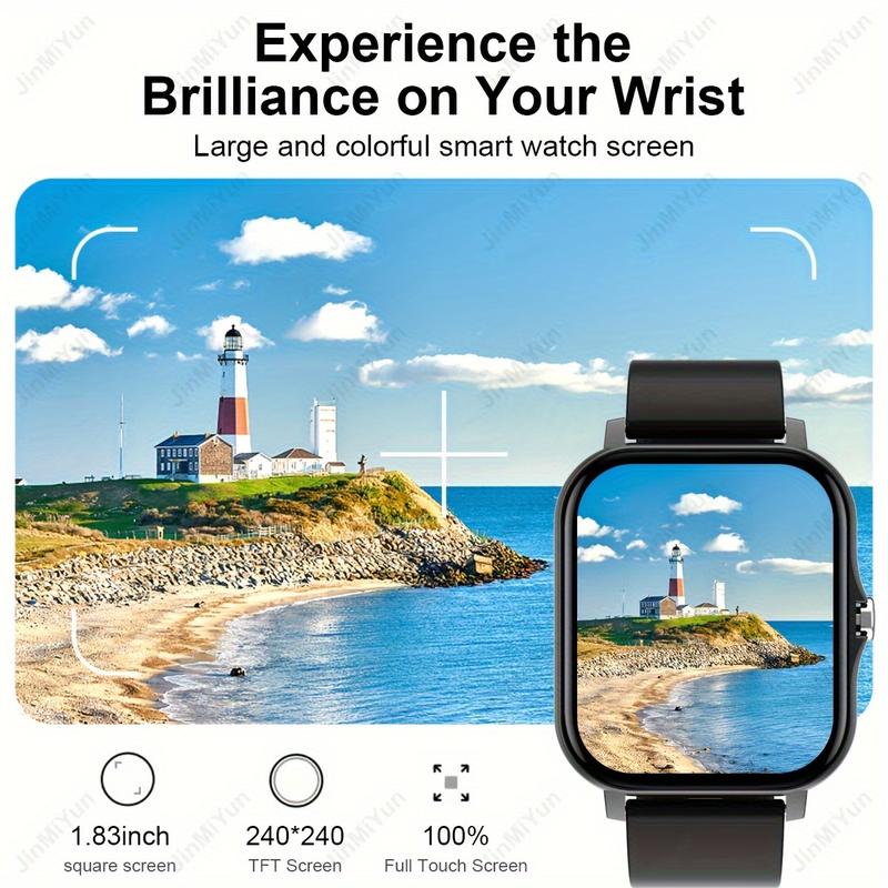 1.83-Inch Full Touch Smart Watch Fitness Tracker, with Custom Dial, Controlled by Music, Wireless Call and Notification, Activity Mode, Remote Camera, Non-Waterproof, USB Charging, TFT Display, 180MAh Battery-Compatible with Android and iPhone