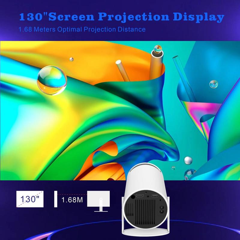 Mini Projector Android TV, Smart Projector Ceiling TV, Remote Control 4K 1080p Decoder WiFi Bluetooth Audio 3.5mm HDMI Android 11, Any Surface, Auto Keystone Correction, Source Factory