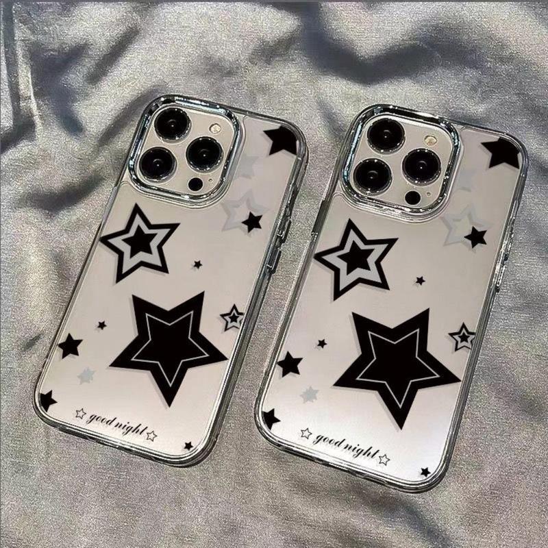 Star Pattern Clear Phone Case for Summer, Decorative Phone Protector Cover Compatible with iPhone, Shockproof Phone Cases for iPhone 11 12 13 14 15 Pro Max Phone Cases