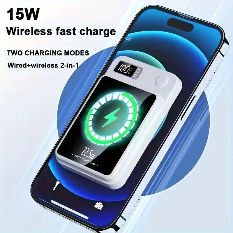 10000mAh Wireless Power Bank, Portable Fast Charging Power Bank with Digital Display, Multifunctional Mini Mobile Power Bank for iPhone & Android, Phone Accessories