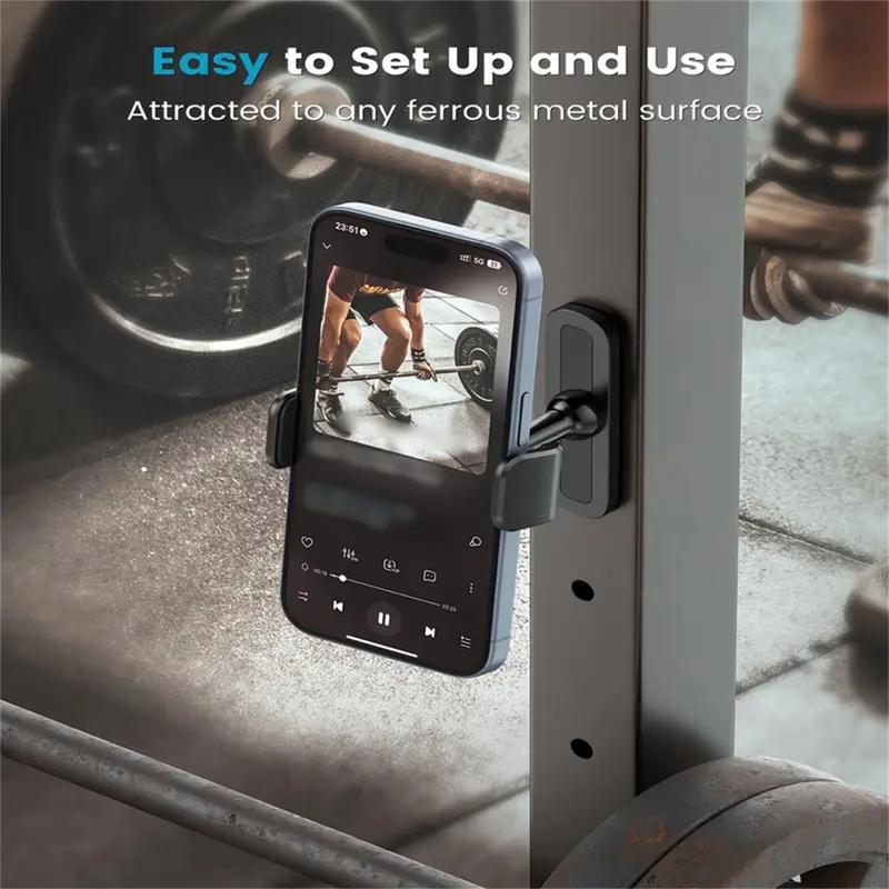 Portable Gym Magnetic Phone Holder, 360 Adjustable, Gym Accessories Compatible with 4.7-6.5