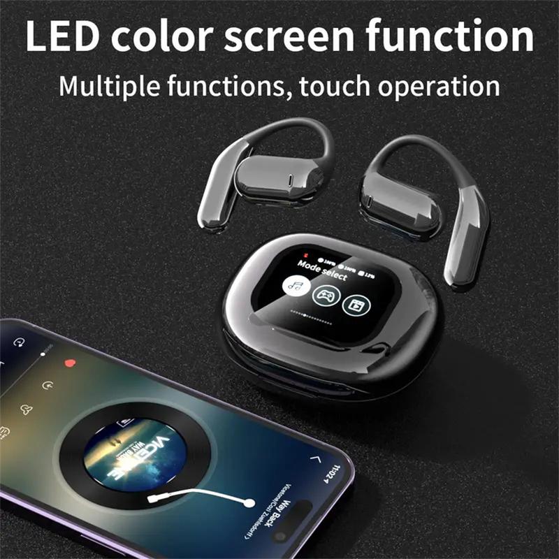 Smart touch screen open ear Bluetooth 5.4 IPX7 waterproof earphones suitable for running exercise audio Christmas decoration earphones open earHeadset