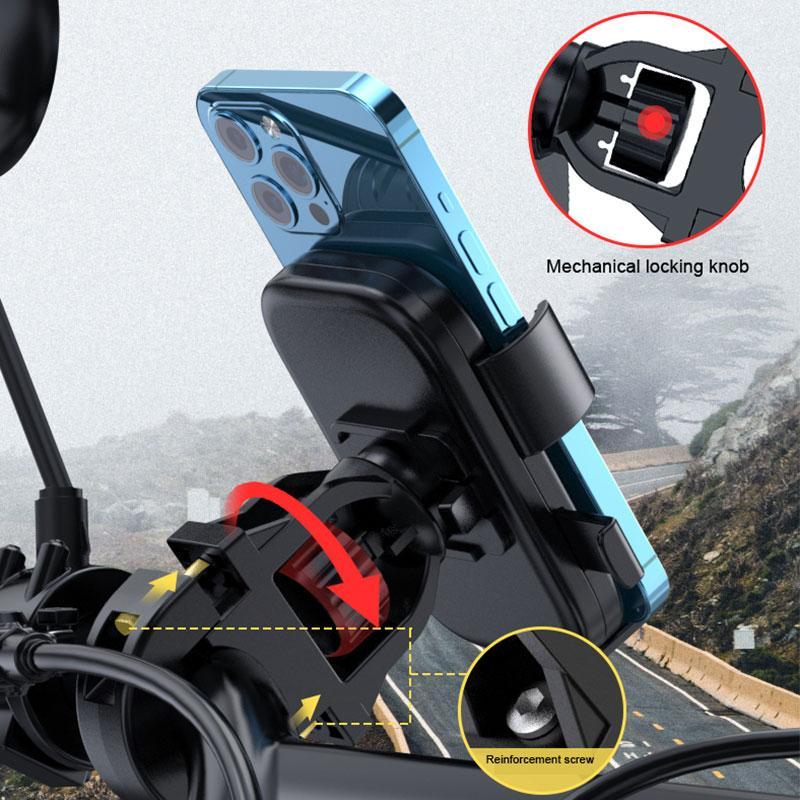 Bike Phone Holder with Mechanical Locking Knob, Durable Stable Phone Holder, Rotatable Phone Rack for Bike Cycling Motorcycle