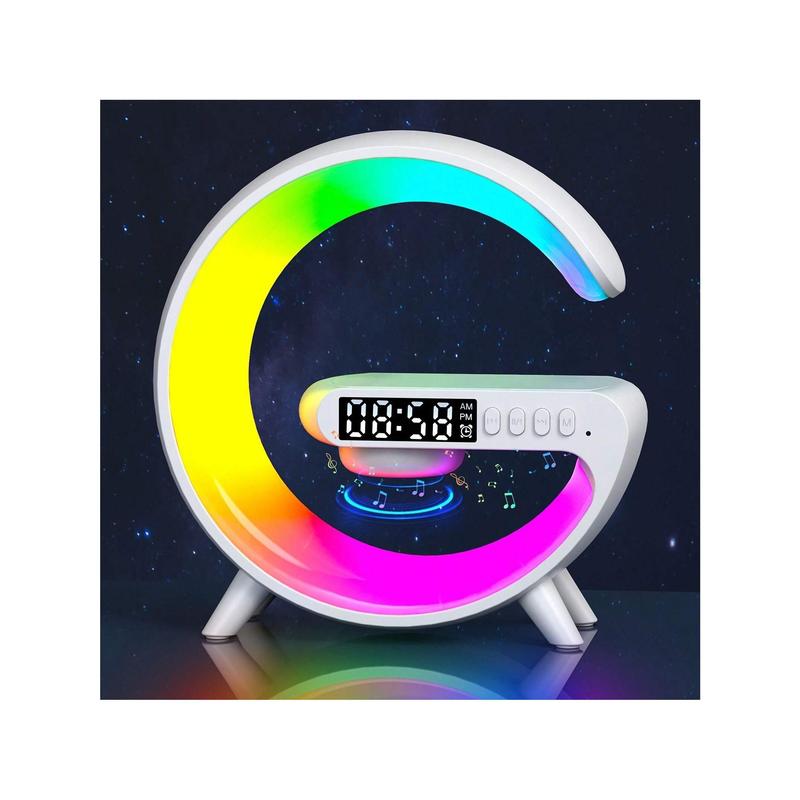 New Wireless Sunrise Alarm Speaker - RGB Rhythm Light, Fast Charging, Rechargeable Li-Polymer Battery, Dual Power Modes, Button Control, Mono Audio Output - Perfect Wake-Up Table Lamp For Bedroom Mobile Phone Battery Chargerfor Pixel ,Galaxy And More