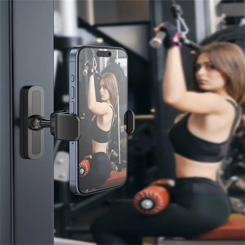 Portable Gym Magnetic Phone Holder, 360 Adjustable, Gym Accessories Compatible with 4.7-6.5