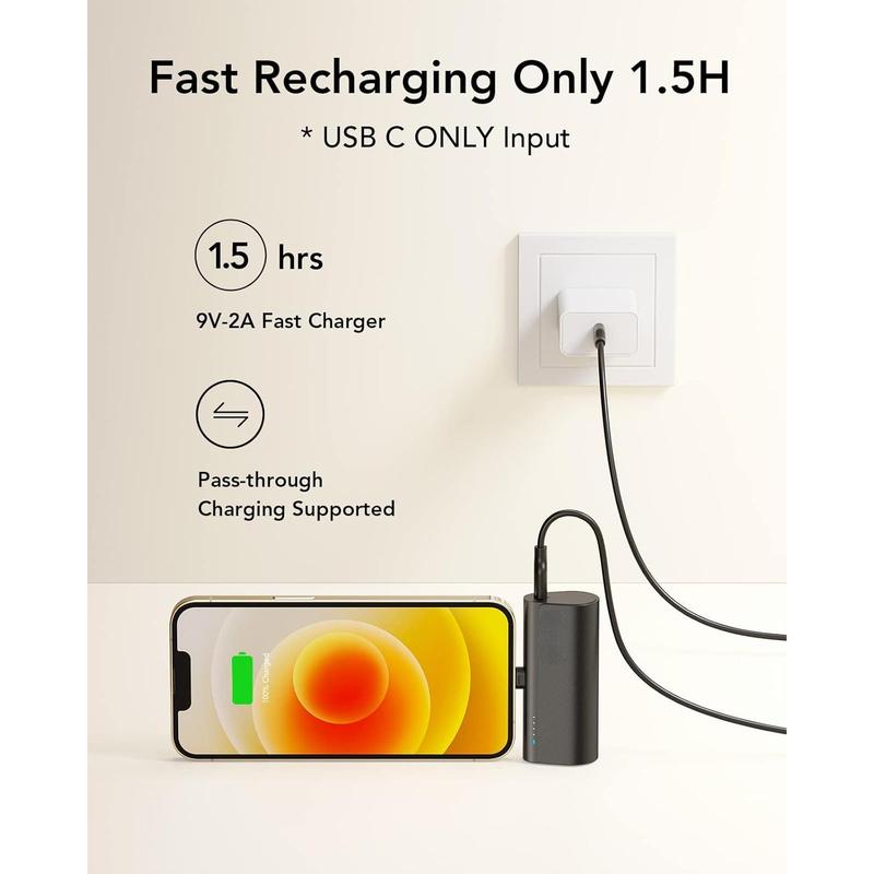 5000mAh Mini Fast Charging Power Banks 20W PD Portable External Battery Compatible with iPhone Charger Plug