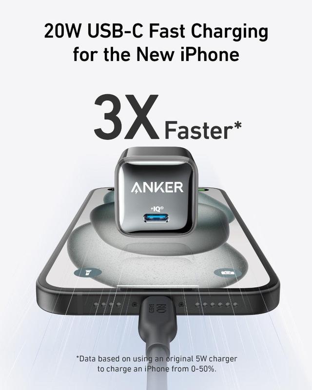 Anker 511 Charger (Nano Pro), PIQ 3.0 Compact Fast Charger for iPhone 15 15 Plus 15 Pro 15 Pro Max, 14 13 12 Series, Galaxy, Pixel 4 3, iPad (Cable Not Included) Charging Smartphone