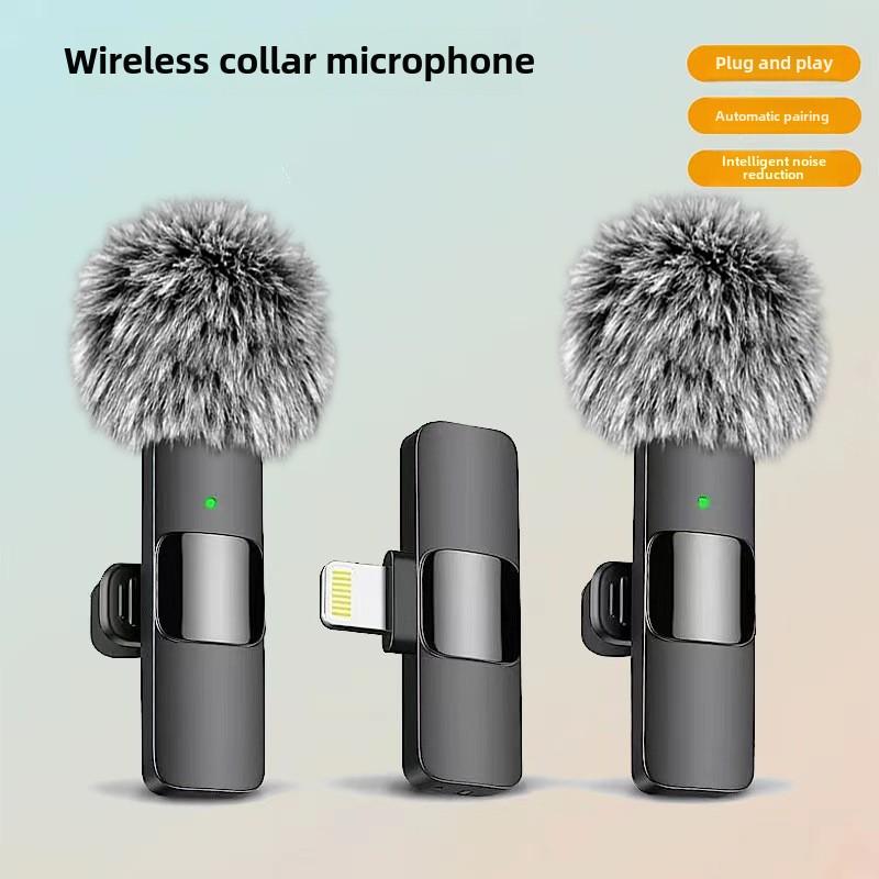 2 pcs Wireless Lavalier Microphones for iPhone, Android, iPad - Mini Wireless Clip-on Microphones Crystal Clear Sound Quality for Recording, Live Streaming,Vlog Audio Lightning Usb Port Smartphone lapel microphone