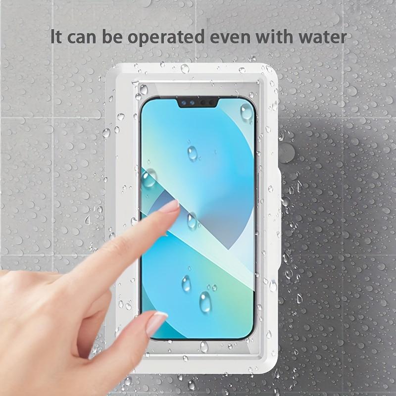 Adjustable Shower Phone Holder, Water-Resistant Wall Mount Stand, Touch Screen Bathroom Phone Case, Compatible with iPhone & Smartphones Up to 6.8