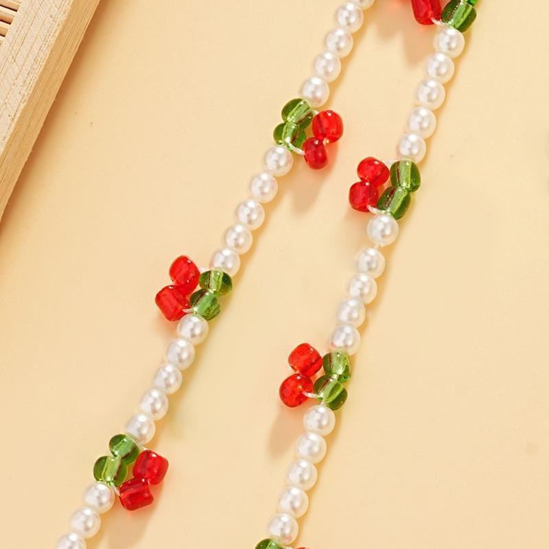 Cute Cherry Decor Beaded Phone Chain, Fashionable Phone Lanyard, Anti-lost Phone Strap for Women & Girls, Universal Phone Accessories