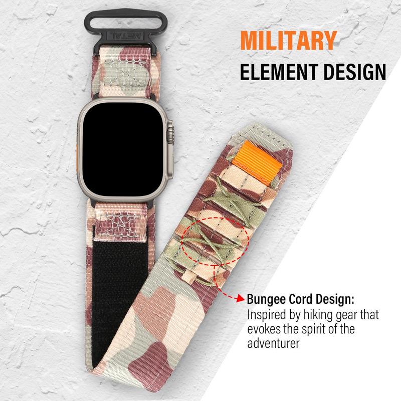 Nylon Outdoor Camouflage Watch Band, Sports Ring Replacement Watch Band, 1 Count Fashionable Canvas Watch Band for iWatch Series SE Ultra Ultra 2 Series 9 8 7 6 5 4 3 2 1, Smart Watch Band